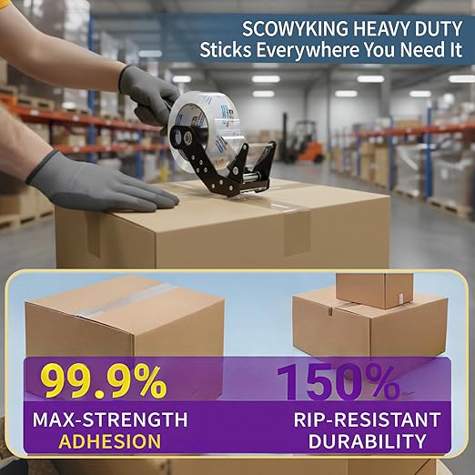 2 Rolls Clear Packing Tape, 1.88 Inch x 68 Yards, 2.7 Mil Thick - Heavy Duty Shipping Tape for Moving, Sealing Boxes, Packaging - Strong Adhesive, Crystal Clear, Residue-Free