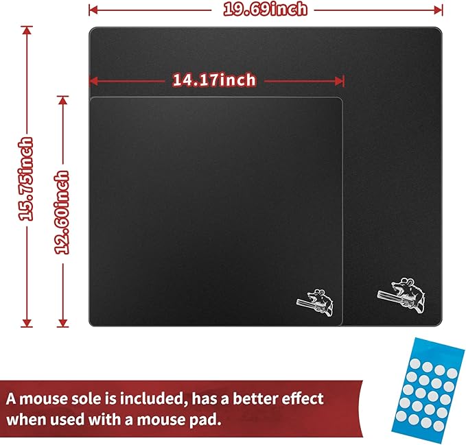 Glass Gaming Mouse Pad 400mm x 500mm FPS Game Special Tempered Glass Durable 3mm Thickness Accurately and Quickly Shoot Opponents (400mm x 500mm, Black)