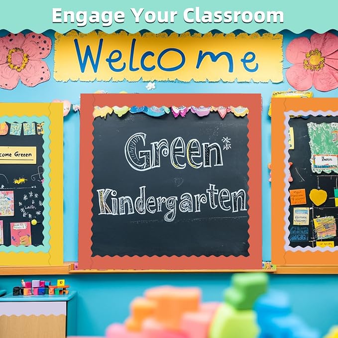 8 Rolls 262.4 Ft Bulletin Board Borders Set - Decorations for Office, School Classroom Decor, Teachers & Home DIY - Posters & Birthday Parties - Board Trim (Zestera Color)