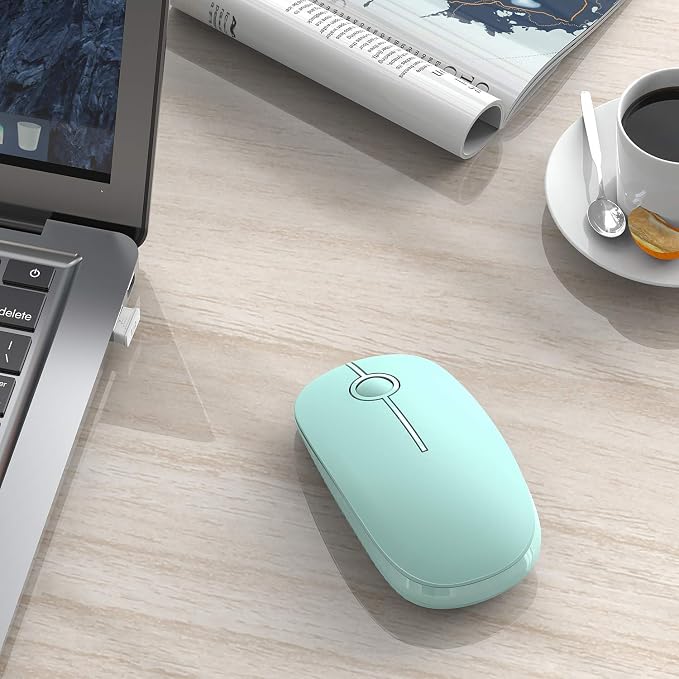 VssoPlor Wireless Mouse, 2.4G Slim Computer Laptop Mouse, Mint Green | Portable Mouse, Plug & Play USB Nano Receiver, Quiet Silent Optical Mice for Notebook, PC, Laptop, Computer, Windows, Mac