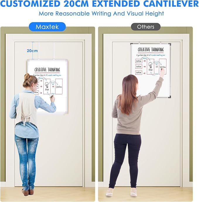 Maxtek Magnetic Dry Erase Board for Door 36 x 24 in | No-Drill Adjustable Long Arm Hook Mount, Portable Hanging Whiteboard For Home, Dorm, Office, Cubicle And Small Spaces