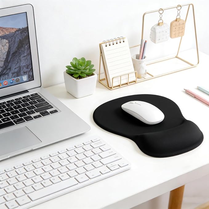 Ergonomic Mouse Pad with Wrist Rest - Gel Wrist Support Mousepad with Non-Slip PU Base for Computer, Laptop, Office & Home