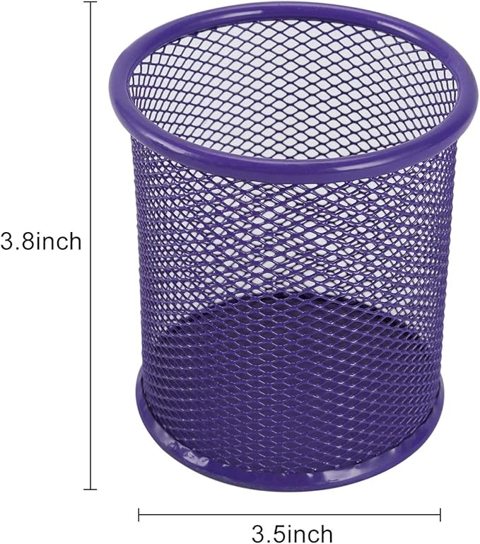 EasyPAG Pencil Holder for Desk, 2 Pack Metal Pen Organizer, Mesh Pencil Cup Organizer for Home, Office, Classroom, School, Purple