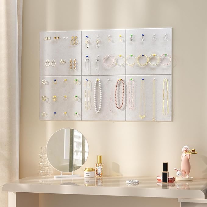 Large Cork Board for Wall, 36" x 24" Bulletin Board with Pushpins, 6 Panels Felt Tiles Tack Push Pin Board for Office, Light Tan