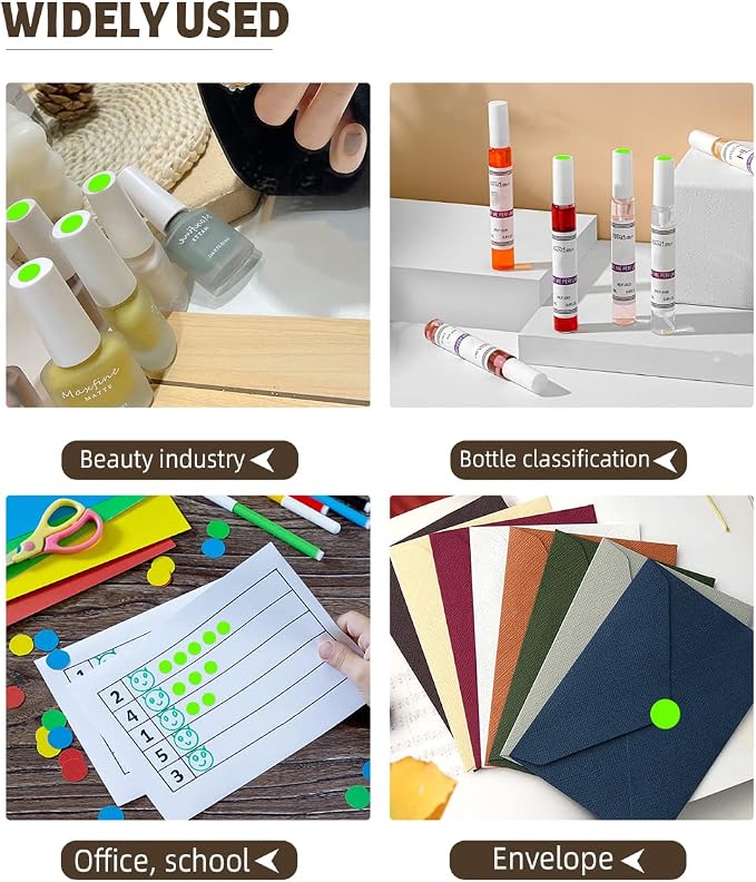 PARLAIM 0.5 Inch Round Permanent Adhesive Color-Code Dot Stickers,1000 Stickers Roll dots Label Dispenser Box Green Circle Stickers Labels (Fluorescent Green)