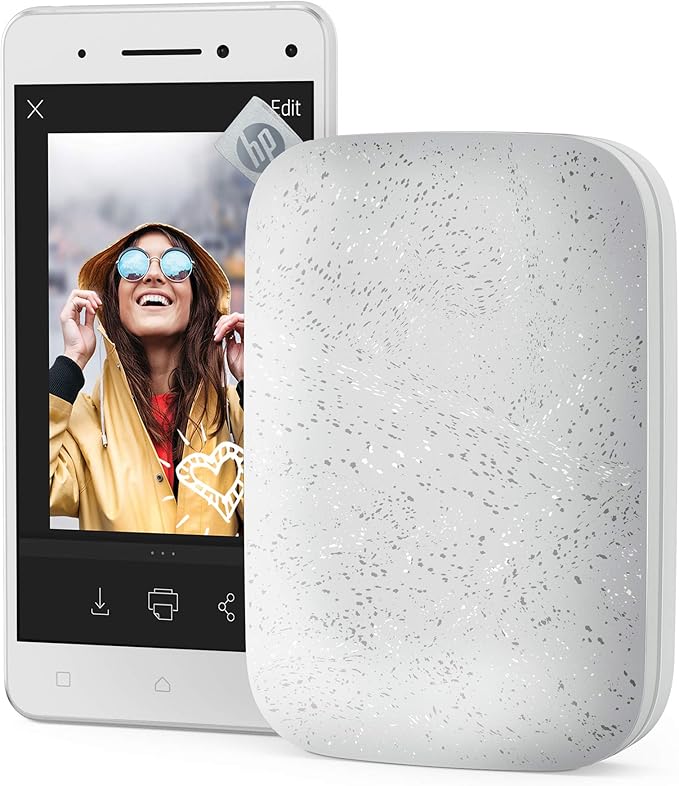 HP Sprocket 2x3 Instant Smartphone Photo Printer 75 Sheets Bundle - Bluetooth Portable Color Wireless Mobile Printer (Luna Pearl) Zink Sticky-Back Photos