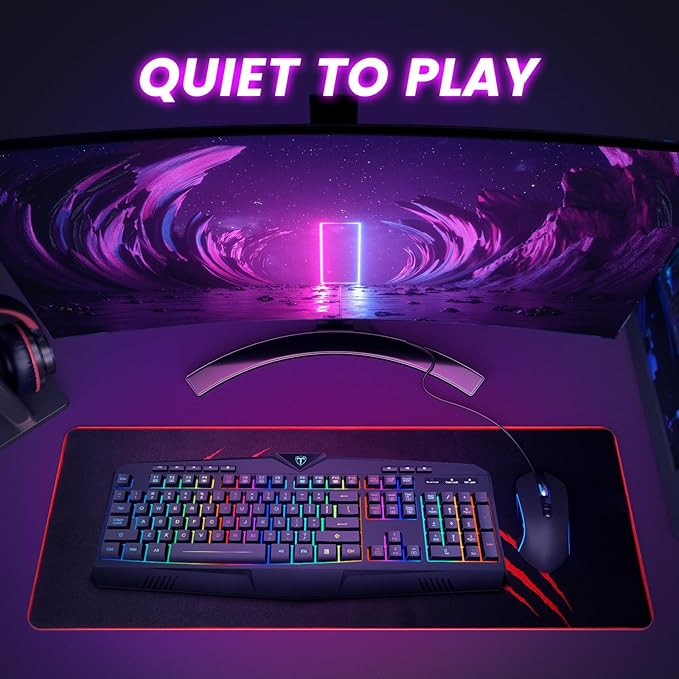 Wireless Keyboard, Rechargeable RGB Backlit Wireless Gaming Keyboard with Wrist Rest, Silent Keys, Multimedia Keys, Anti-ghosting, Full-Size Waterproof Light Up Keyboard for PC Mac Xbox Gamer