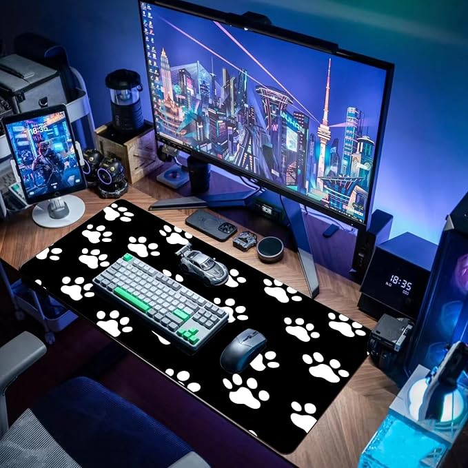 Mouse Pad Gaming Mouse Pad Desk Pad XL Large Mouse Mat Keyboard Mat Office Desk Decor AccessoriesKeyboard Mat Office Desk Decor Accessories (Cute Footprint)