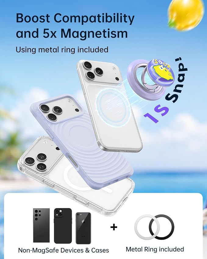 SYNCWIRE Magnetic Phone Ring Holder, for MagSafe Phone Grip Stand Kickstand | 360° Rotation, Double-Sided Magnet, Cell Phone Grip Finger Holder, for iPhone 17 16 15 14 13 12 Pro Max, MagSafe Accessories