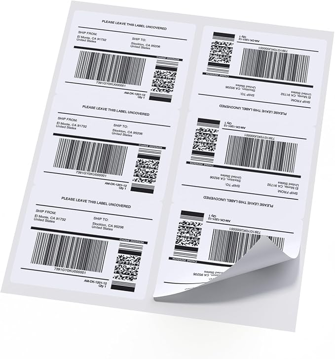 3⅓" x 4" Printable Mailing Labels for Laser & Inkjet Printers, 6 Up Permanent Adhesive Label Blank, 100 Sheets 600 Labels Shipping Address Labels, FBA Box Labels