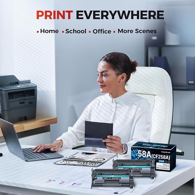 CF258A 58A Toner- 58X CF258X Replacement for HP 58A Toner Cartridge Black | 58A Compatible with HP M406dn M428fdw M428fdn M428dw M404 M428 M404n M404dn M404dw Printer (High Yield, 2 Pack with Chip)