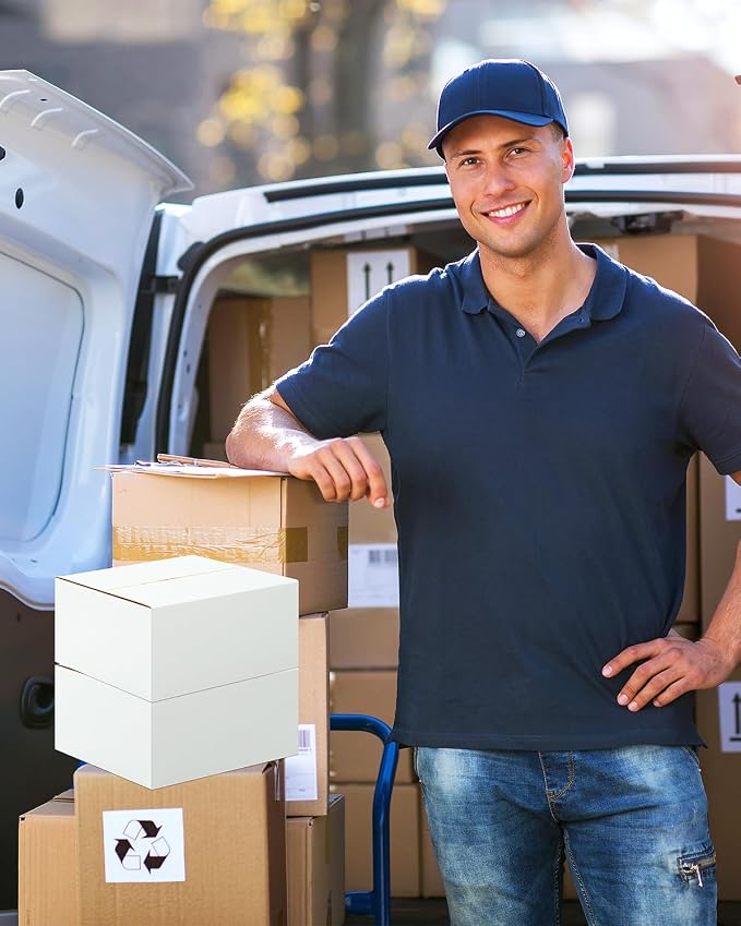 40-Pack-Small-Shipping-Boxes-8x8x4, Corrugated-Cardboard-Boxes-for-Packaging-Small-Business, White-Boxes-Mailers
