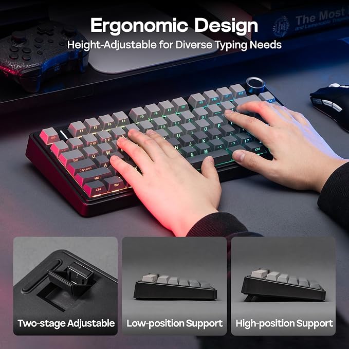 EPOMAKER x Aula F75 Gasket Mechanical Keyboard, 75% Wireless Hot Swappable Gaming Keyboard with Five-Layer Padding&Knob, BT/2.4GHz/USB-C, RGB (Black Gradient, LEOBOG Reaper Switch)