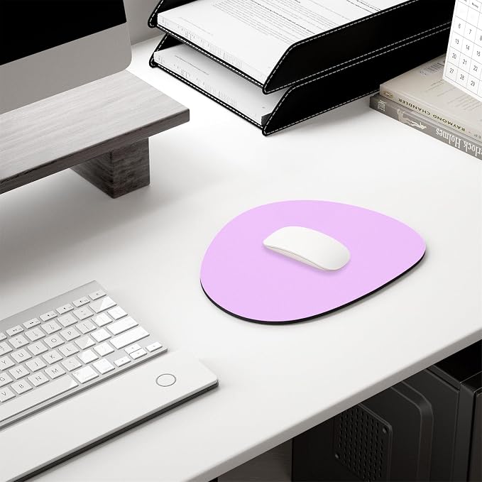 Hsurbtra Mouse Pad, Premium-Textured Small Oval Mousepad 8.7 x 7.1 Inch Purple, Thick 3 mm Anti-Slip Waterproof Rubber Pretty Cute Computer Mat for Office Home Gaming Laptop Men Women Kids