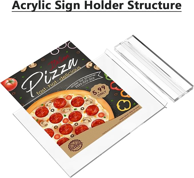 MaxGear 8.5x11 Acrylic Sign Holder 12 Pack, Clear Table Menu Display Stand Plastic Document Paper Holder Double Sided T Shape Sign Frame for Store, Restaurant, Hotels, Office