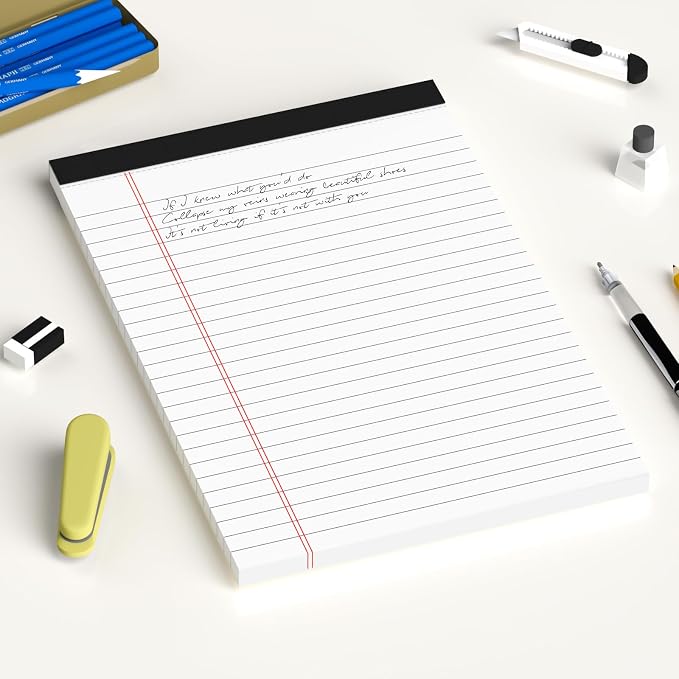 AILZFEI 6pcs Small Note Pad 5x8 College Ruled Legal Pads Paper Notepads 6 Pack Study Back Writing Pads 5 x 8 Legal Pads Perforated Narrow Ruled Pads of Paper White