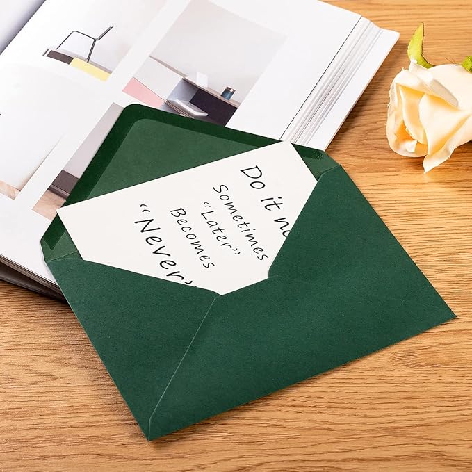 100 Pieces A6 Envelopes 4x6 Black, 6 1/2 x 4 3/4 Inches | 4x6 Envelopes with Gold Stickers For Greeting Cards, Birthday, Weddings, Baby Shower Invitations