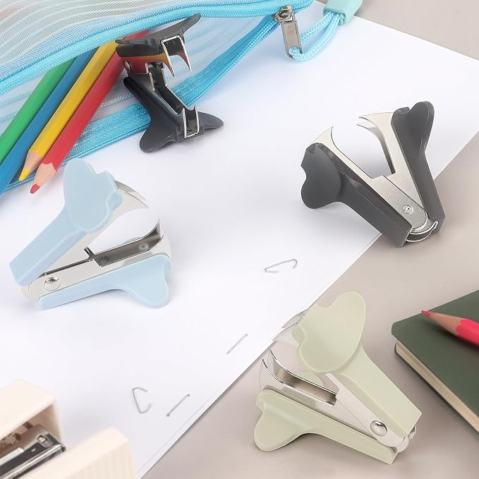 ZZTX 3 Pack Staple Remover (Blue, Green, Dark Gray) | Easy removal, No paper tear, Durable & sturdy, Jaw type