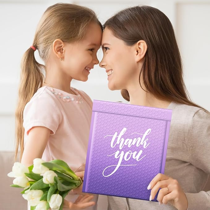 Fuxury 40 Pack Thick Bubble Mailers 8.5x12 Gradient Purple Bubble Envelopes | Usable Size 8.5x11" Cute Design Cushion Mailer for Small Business Mailing Books Clothes Makeup Supplies