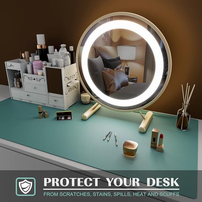 K KNODEL Large Office Desk Mat, Leather Mouse Pad (31.5"x15.7", Green) | Desk Pad, Keyboard Pad, Computer and Laptop Mat, Desktop Protector and Cover, Writing Pad and Blotter for Home Office