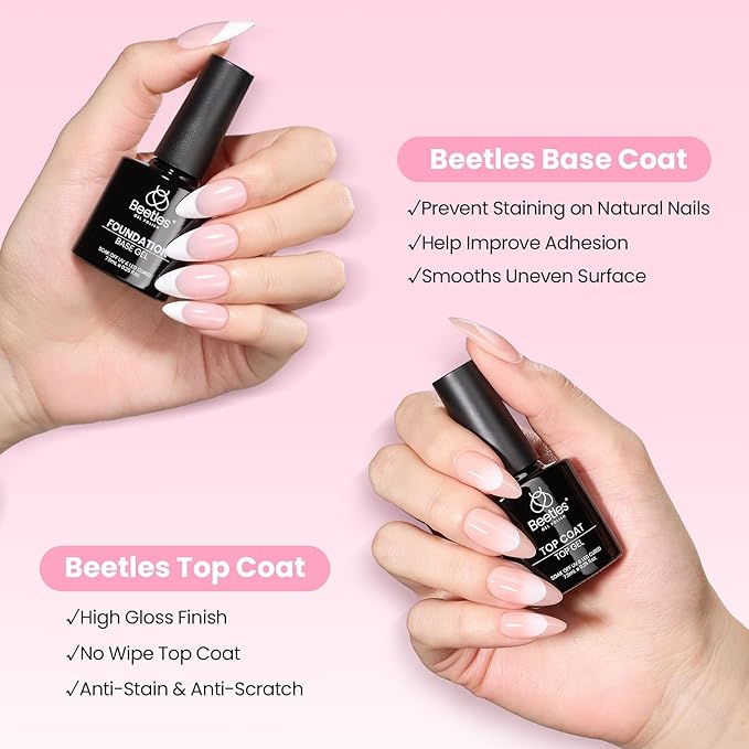 Beetles Gel Nail Kit Curve-EX, Almond Medium, 320pcs 16 Sizes Nail tips, with 15g Nail Glue Gel Hands-Free, 7.5ml Base Gel & Top Coat, Mini Lamp, for Acrylic Press On Nail, Extension DIY Set at Home
