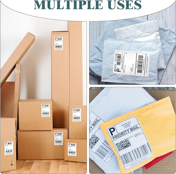 L LIKED 2500 PCS 4"x6" Thermal Shipping Labels, 250 Labels/Roll, White Perforated & Strong Adhesive Direct Thermal Labels, Compatible with Zebra, Rollo (10 Rolls) (Pack of 2)