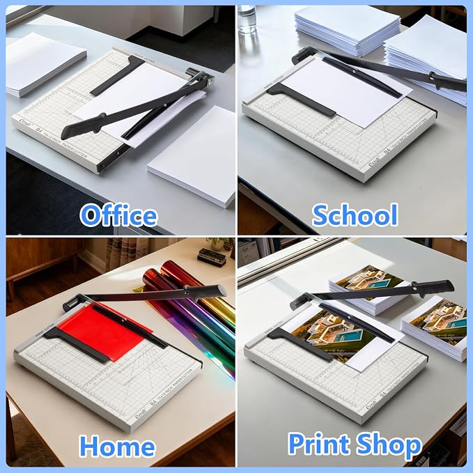 15" Guillotine Paper Cutter : Heavy-Duty Steel Base, 15-Sheet Capacity, Automatic Clamp, Safety Lock & Magnetic Guide - Precision Paper Trimmer for Office and Crafts