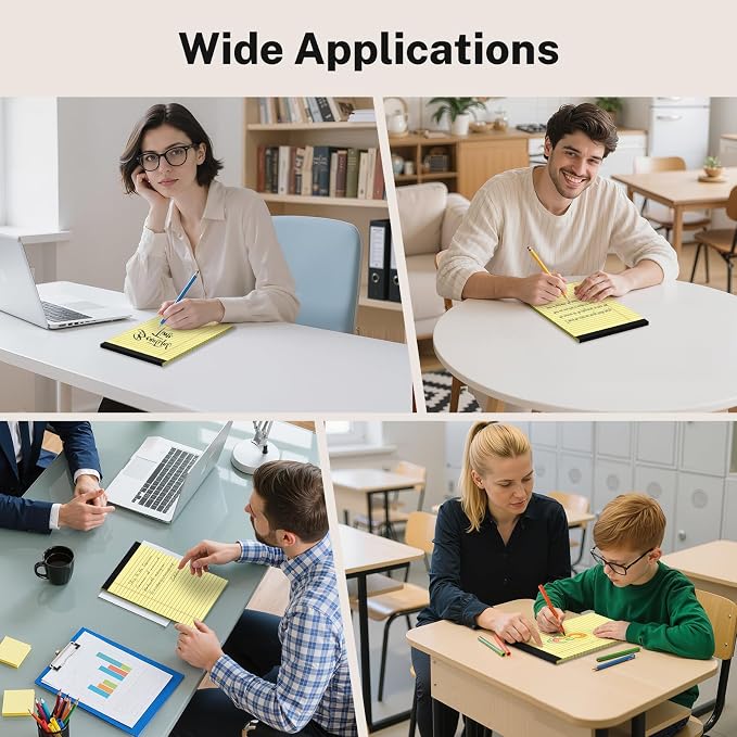 8 Pack Note Pads 5 x 8 Inch, Yellow Narrow Ruled Small Legal Pads, Perforated Notepad 5 x 8 Lined Writing Pads, College Lined Legal Notepads for To-do Lists, Daily Note-taking, School and Office