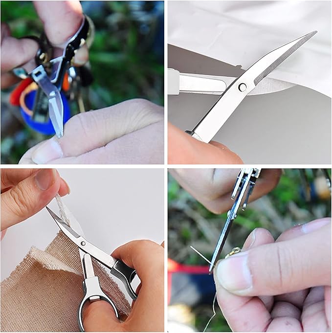 3 PCS Folding Small Scissors, Secure Keychain Scissors, Stainless Steel Retractable Mini for Office, Travel, Fishing