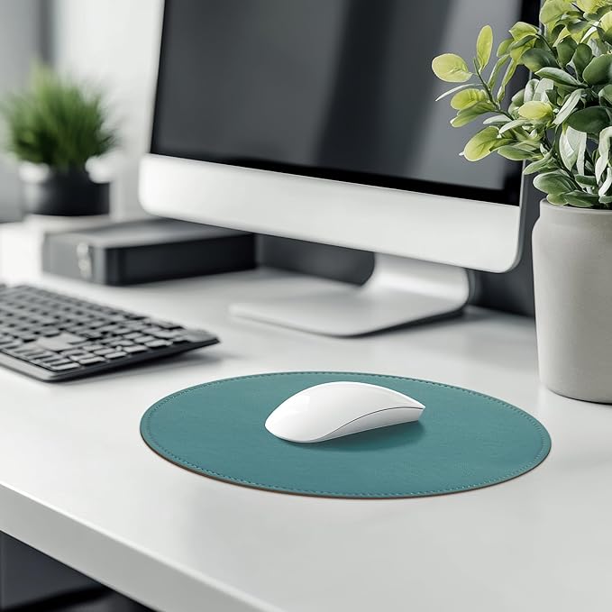 Mouse Pad,Round Mouse Pad,PU Mouse Pad,Leather Mouse Pad with Stitched Edge Micro-Fiber Base with Non-Slip Waterproof,Mouse Pad for Computers,Laptop,9 x 9 Inch (Ultramarine)