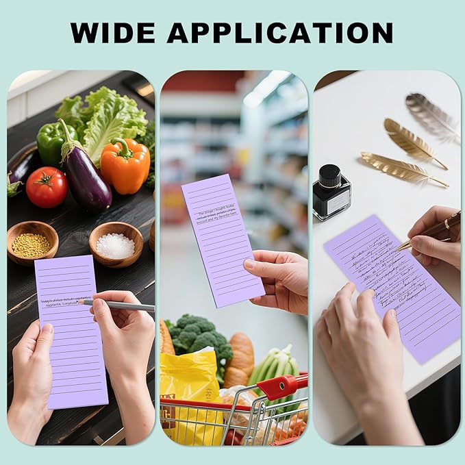 Magnetic Notepads Note Pads for Fridge with Full Magnet Back, 180 Sheets Purple Lined Refrigerator Notepad, 30 Sheets Per Pad for Grocery List, Shopping List, Office, Home, To-Do Lists & Memos