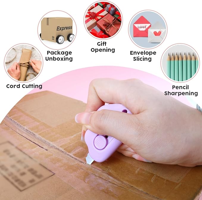 12 Pack Mini Cloud Box Cutter - Mail Opener Envelope Cutter for Office | Cloud package cutter, retractable mail opener, envelope slicer, compact size, perfect for office daily use, 12 pack