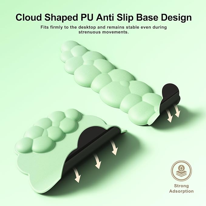 MOKURU Cloud Mouse Pad with Wrist Rest, Cloud Keyboard Wrist Rest, Mouse Pad Wrist Support, Ergonomic Keyboard Mouse Wrist Support (Green)