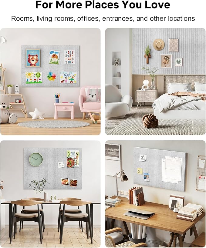 48" x 36" Large Cork Bulletin Board Tiles, Peel and Stick Felt Wall Panels for Vision, Message Center, Picture and Prayer Board for Office, Dorm, Room and Desk Decor(Gray)