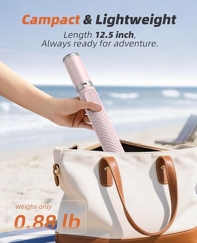 Phone Tripod & Selfie Stick with Remote, Portable, Lightweight for Video Recording Vlog, Extendable Travel Tripod Stand Compatible with iPhone Android, Pink, 62"