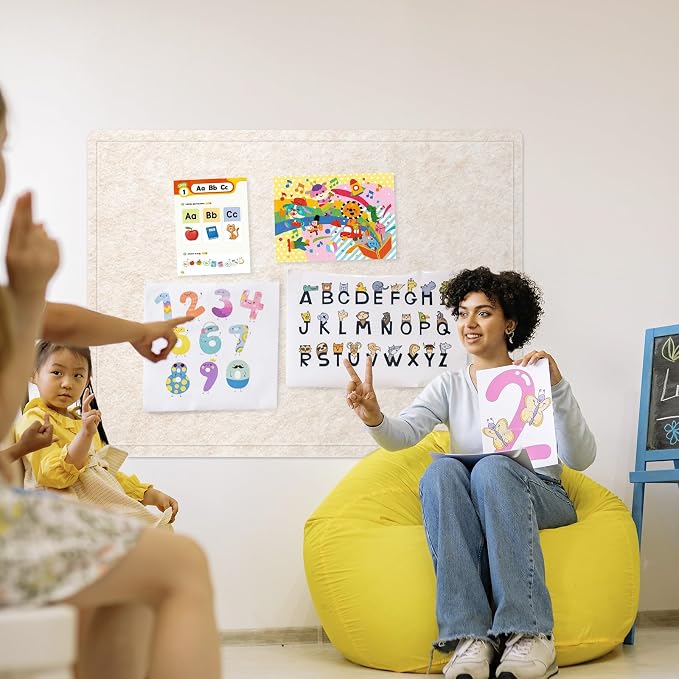 Felt Bulletin Board 48x36 inches, Decorative Pin Board for Home & Office | Cork Board Alternative for Wall with Push Pins, Display Mood Board for Photos, Notes & Reminders