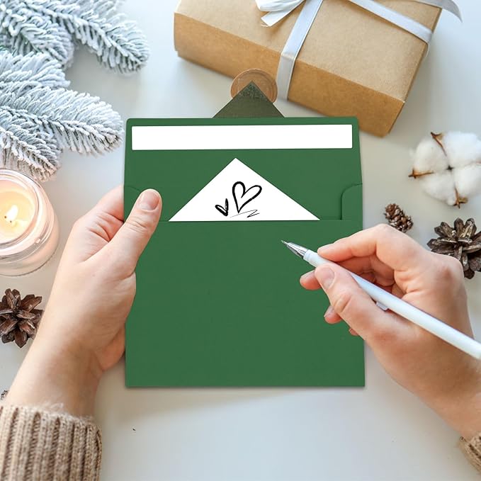 50 Pack A7 Green Envelopes - 5x7 Self-Sealing Envelopes for Invitations, Photos, Cards & Mailings - Perfect for Weddings