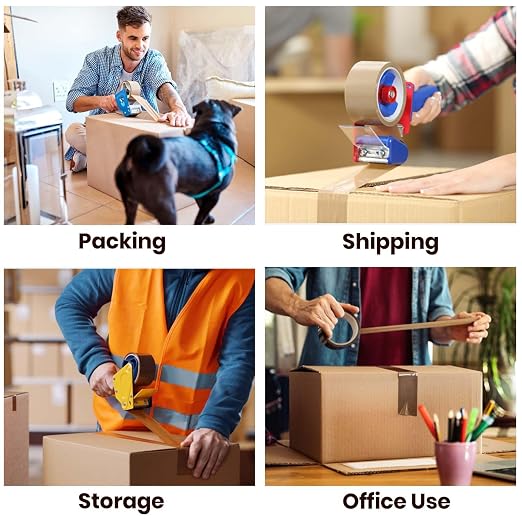 ADHES Brown Packing Tape with Dispenser, 1.88 Inch x 55 Yards | 48 Rolls Heavy Duty Shipping Tape for Moving Boxes, Packaging and Storage, Strong Adhesive