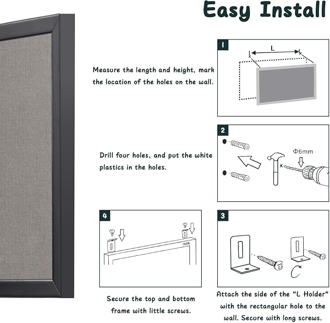 Gideal Large Bulletin Board 36 x 48 Inch, 100% Wood Framed Canvas Cork Board for Office with Grey Fabric, Wall Mounted Notice Board for Home School Office Decor