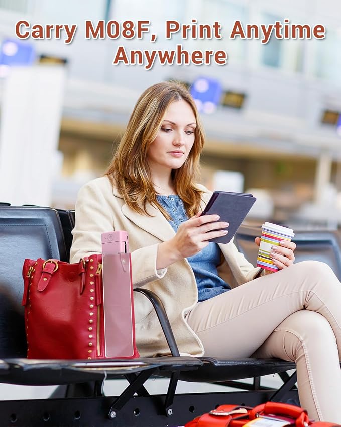Phomemo Portable Printers Wireless for Travel, M08F Thermal Bluetooth Printer Support for 8.5"x11" US Letter, Small Inkless Printer Compatible with iOS, Android, Laptop for Car, Office, Home