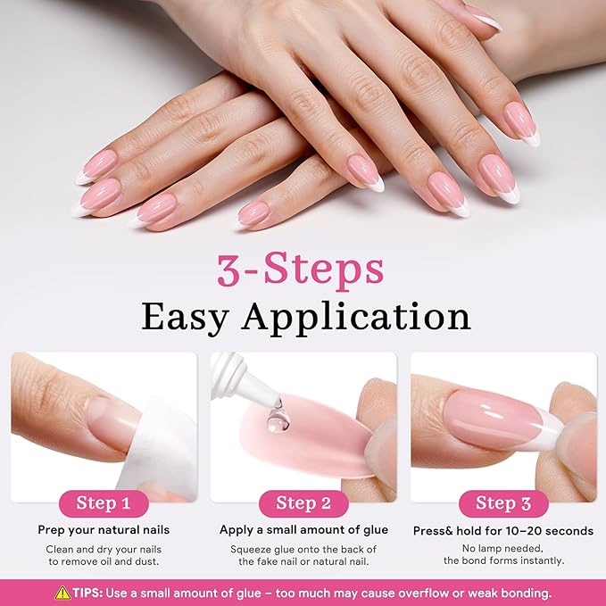 Nail Glue for Press Ons, 10g*2 Super Strong Bond Semi Solid Glue On Nails, 10s Quick Dry No Curing Needed, High Capacity Press on Semi-Solid Gel Long Lasting 28+ Days Easy to Remove for Beginners