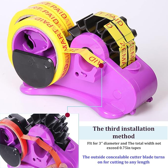 Purple Heat Tape Dispenser- Multiple Roll Cut Heat Tape Dispenser 1" & 3" Core Double Reel Cores Sublimation for Heat Transfer Tape,Semi-Automatic Tape Dispenser with Compartment Slots