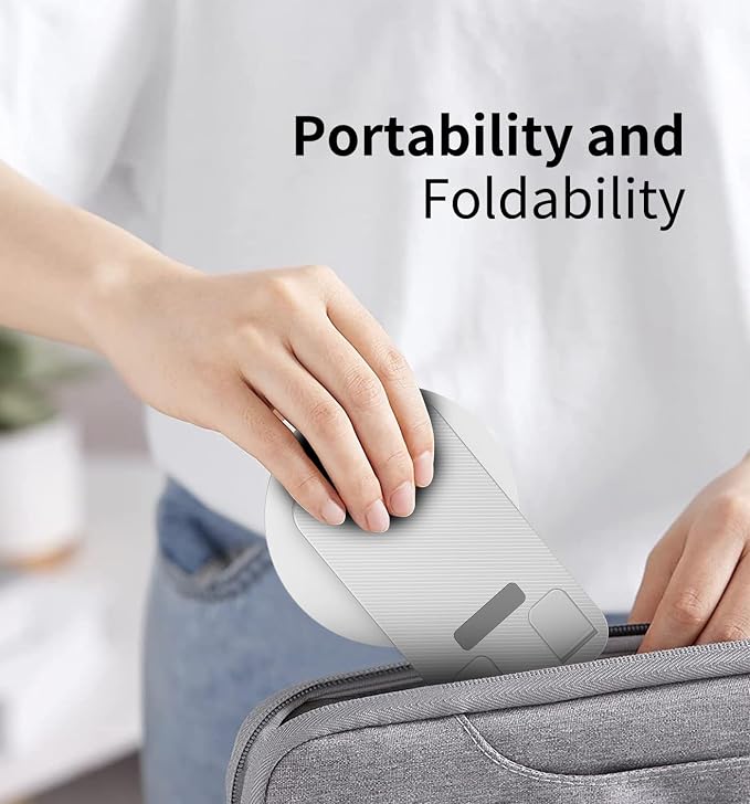 360° Rotating Cell Phone Stand for Desk (White, K39B) | Adjustable & Foldable Phone Holder, Aluminum Desktop Phone Stand with Anti-Slip Base, Phone Holder for Desk