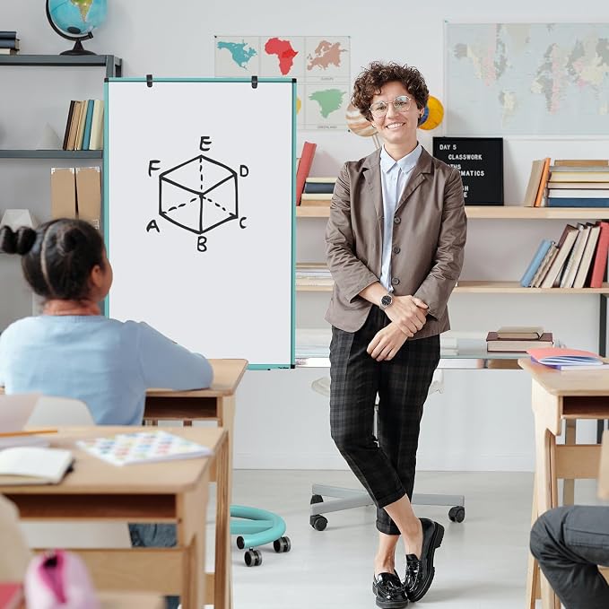 Mobile Whiteboard, 40x26 Inches White Board Dry Erase Board on Wheels | Height Adjustable, Magnetic Surface, Dry Erase, With Stand, Ideal for Classroom, Office, School, Home, Homeschooling, Teacher
