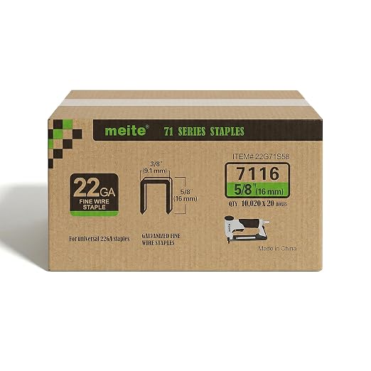 meite 22 Gauge 71 Series 3/8" Crown Wide 5/8" Leg Length Galvanized Staples for Upholstery Stapler 10,020 PCS/Box (5 Boxes)