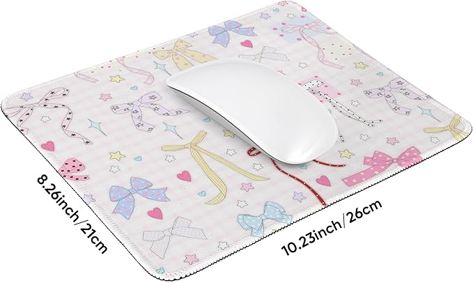 Premium Stitched Mouse Pad 10.2 x 8.3 in | Smooth, Washable Desk Mat with Non-Slip Base | Personalized Cute MousePads for Gaming,Work,Laptop, Computer, Office, Home (Bow ribbon)