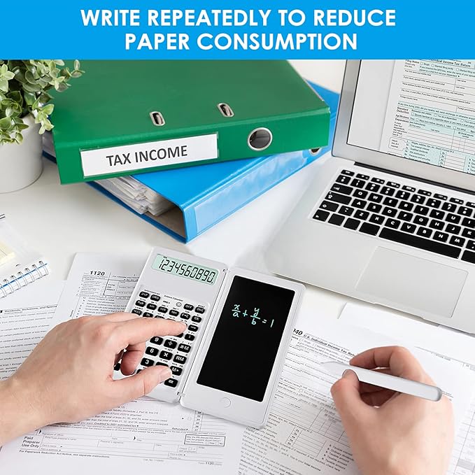 IPepul Scientific Calculators for Students, White Math Calculator with Notepad,10-Digit Large Screen, Classroom Must Haves for Middle High School Supplies & College (White)