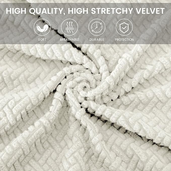 MIFXIN Computer Office Chair Cover Stretch Elastic Slipcover 2 Piece Jacquard Computer Chair Seat Covers Furniture Protector for Office Home, Only Covers, No Chair (White)