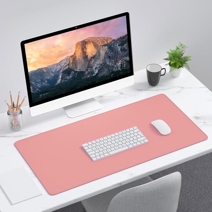 Dapesuom Large Gaming Mouse Pad, Extended Mouse Mat with Stitched Edges, Full Size Keyboard Pad with Non-Slip Base, Big XXL Computer Desk Mats for Gamer, Laptop, Office, 31.5 x 15.7in, Rose Pink