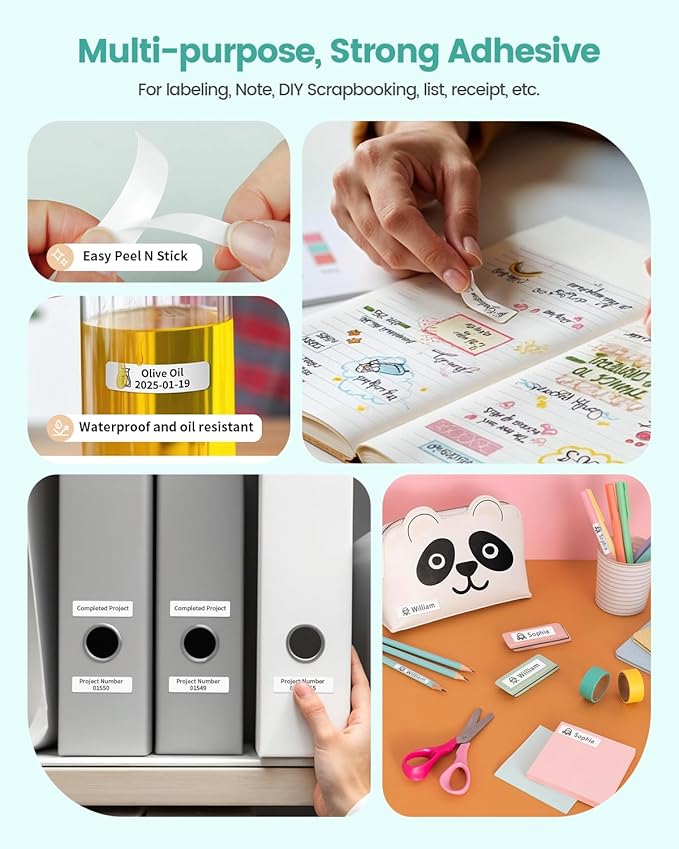 Phomemo D30 D30D Luminous Label Tape, Black on Glow-in-The-Dark Tape | Strong Adhesion Self-Adhesive Standard Label Tape, Indoor Use, 14mm x 40mm (0.55x1.57) 120 Labels/Roll, 3-Roll